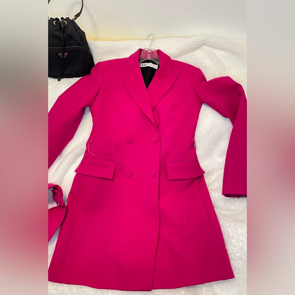 Zara Vibrant Pink Long Sleeve Dress - Picture 5 of 6